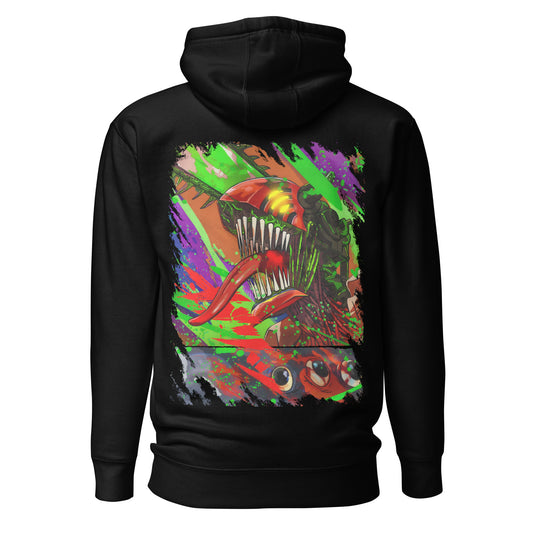 Hoodie premium unisexe Neon Fury noir streetwear manga KAIOKEN CLUB - vue dos