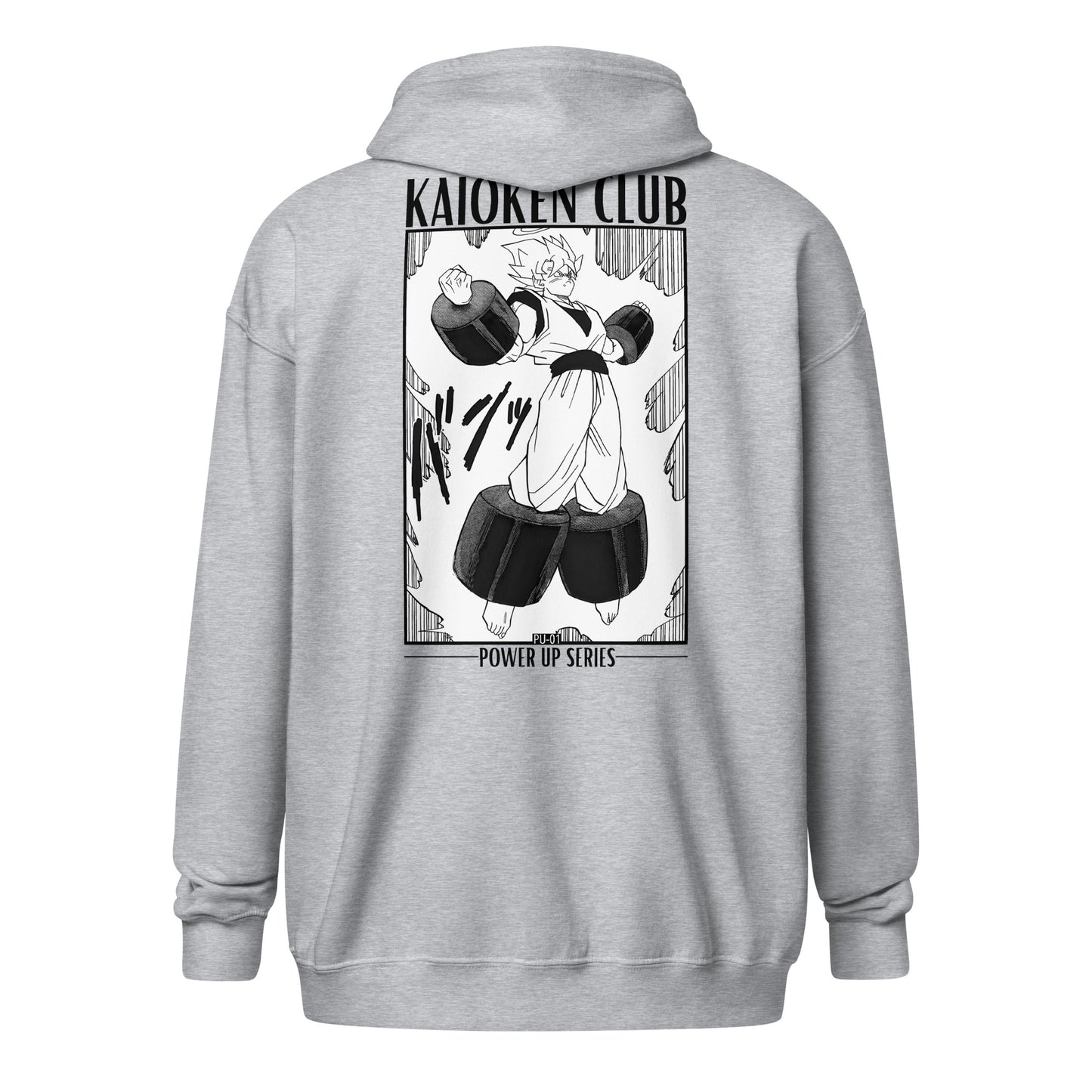 Zip-Hoodie PU-01 UNIT Ascension gris sport streetwear motivation KAIOKEN CLUB Power Up Series - vue face