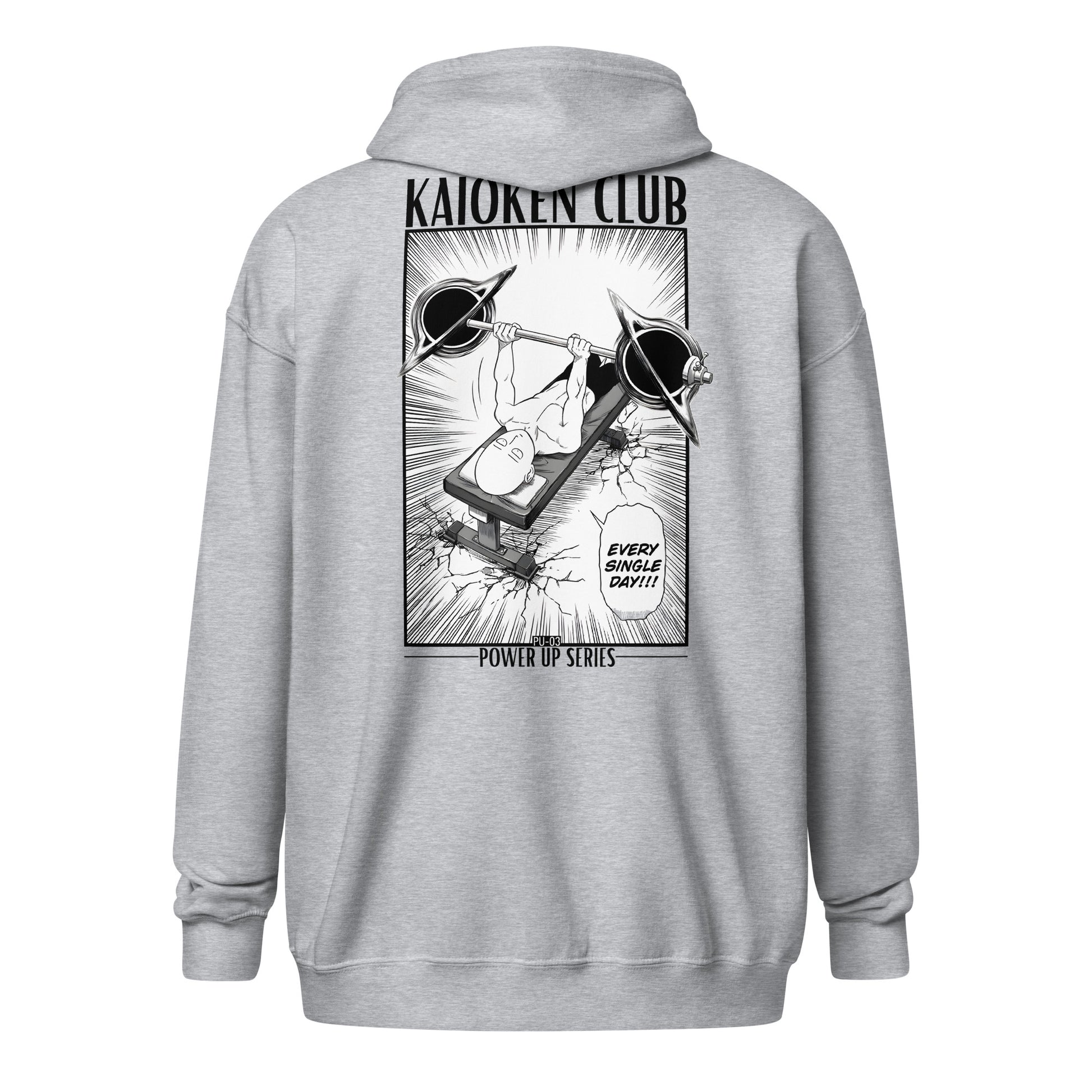 Zip-Hoodie PU-03 UNIT Routine gris sport KAIOKEN CLUB Power Up Series - vue dos